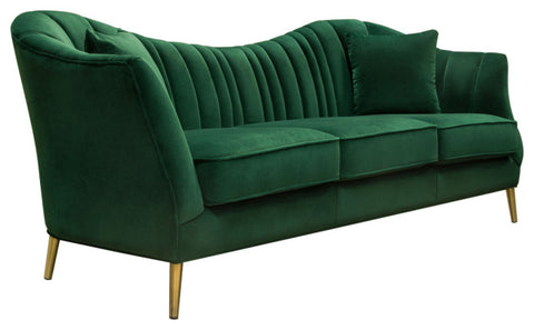 Ava Sofa, Emerald Green Velvet With Gold Leg By Diamond Sofa