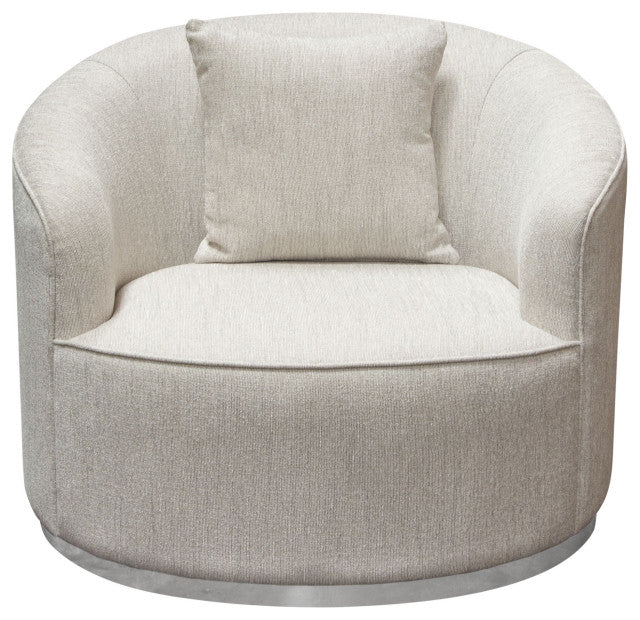 Raven Chair in Light Cream Fabric Brushed Silver Accent Trim By Diamond Sofa