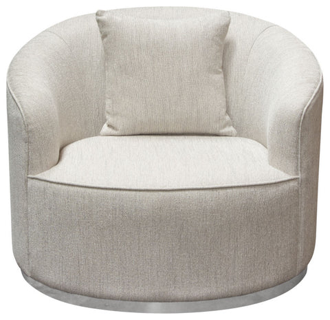 Raven Chair in Light Cream Fabric Brushed Silver Accent Trim By Diamond Sofa