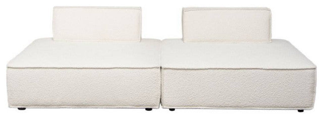 Cara 2-Piece Square Modular Lounger in Ivory Boucle Fabric By Diamond Sofa