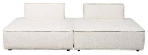 Cara 2-Piece Square Modular Lounger in Ivory Boucle Fabric By Diamond Sofa