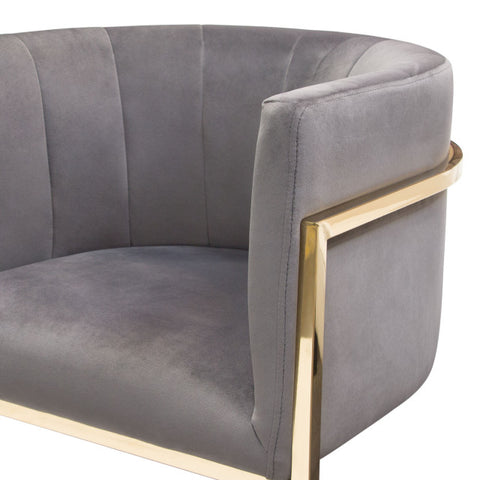 Pandora Dining Chair in Grey Velvet with Polished Gold Frame By Diamond Sofa