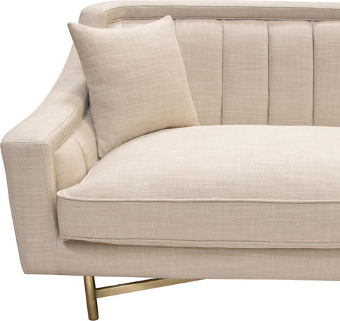 Diamond Sofa Croft Fabric Sofa, Sand Linen Fabric, Gold Metal Criss-Cross Frame By Diamond Sofa