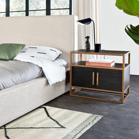 Empire 2-Door End Table With Gold Metal Frame, Dark Brown By Diamond Sofa