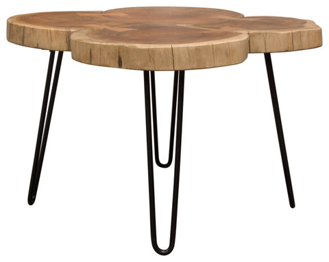 Natural One of a Kind Live Edge Square Cocktail Table w/ Black Hairpin Legs By Diamond Sofa