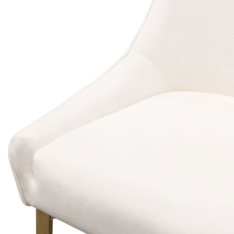 Dining Chairs With Vertical Outside Pleat Detail, Contoured Arm, Cream Velvet By Diamond Sofa