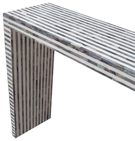 Mosaic Console Table With Bone Inlay, Linear Pattern By Diamond Sofa