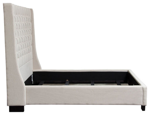 Park Avenue Linen Tufted Bed With Vintage Wing, Desert Sand, Queen By Diamond Sofa