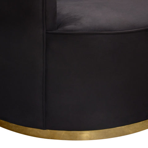 Raven Chair in Black Suede Velvet Brushed Gold Accent Trim By Diamond Sofa