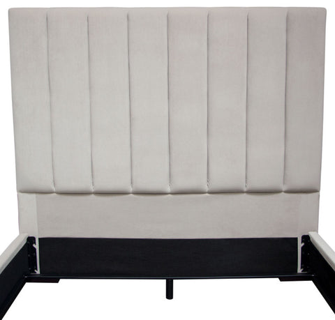 Venus Vertical Channel Tufted Queen Bed in Light Grey Velvet By Diamond Sofa