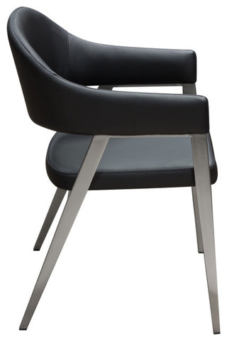 Adele Set of Two Dining or Accent Chairs in Black Leatherette Steel Leg By Diamond Sofa
