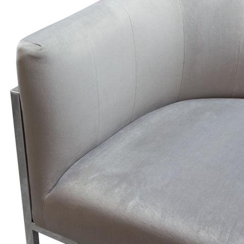 Elevated Barrel Shaped Accent Chair, Gray Velvet, Silver Frame By Diamond Sofa