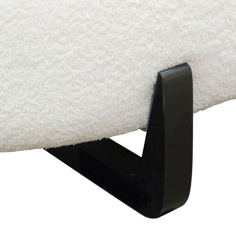 Vesper Curved Armless Right Chaise, Faux White Shearling, Black Wood Leg Base By Diamond Sofa