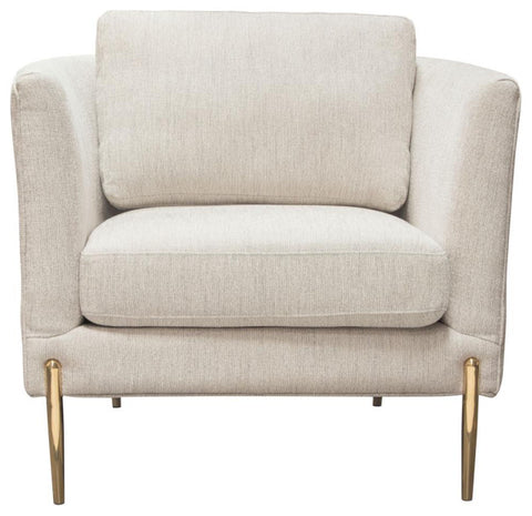 Lane Chair in Light Cream Fabric with Gold Metal Legs By Diamond Sofa