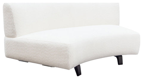 Vesper Curved Armless Sofa, Faux White Shearling, Black Wood Leg Base By Diamond Sofa