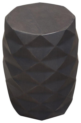 Fig Solid Mango Wood Accent Table in Grey Finish w/ Geometric Motif By Diamond Sofa