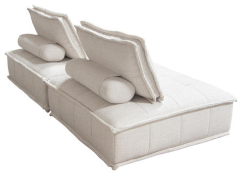 Platform 2-Piece Square Modular Lounger in Light Sand Fabric By Diamond Sofa