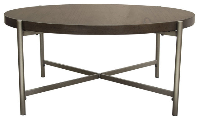 Diamond Sofa Atwood 40" Round Cocktail Table With Gray Oak Veneer Top By Diamond Sofa