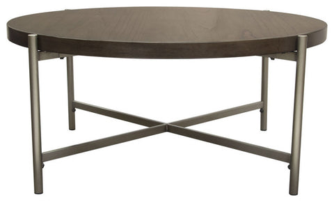 Diamond Sofa Atwood 40" Round Cocktail Table With Gray Oak Veneer Top By Diamond Sofa