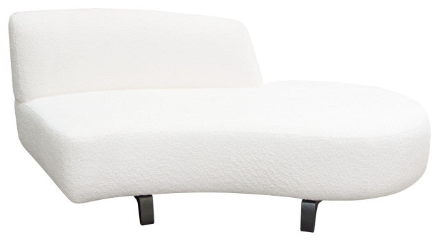 Vesper Curved Armless Right Chaise, Faux White Shearling, Black Wood Leg Base By Diamond Sofa