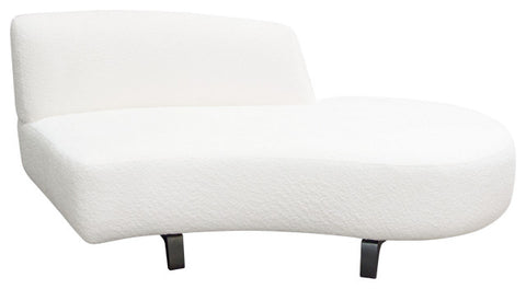 Vesper Curved Armless Right Chaise, Faux White Shearling, Black Wood Leg Base By Diamond Sofa
