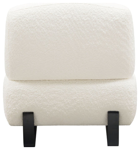 Vesper Armless Chair, Faux White Shearling With Black, Wood Leg Base By Diamond Sofa