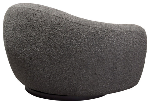 Pascal Swivel Chair in Charcoal Boucle Textured Fabric Contoured Arms & Back By Diamond Sofa