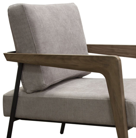 Blair Accent Chair, Grey Fabric With Curved Wood Leg Detail By Diamond Sofa