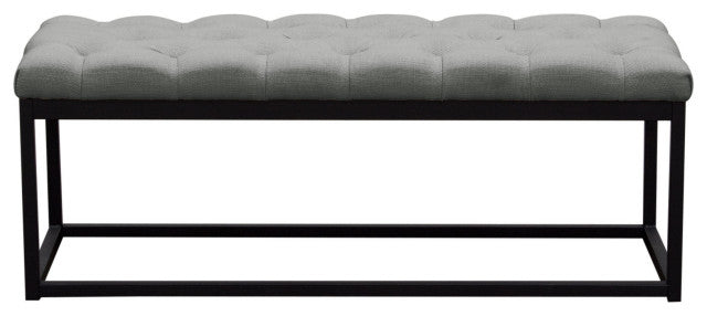Mateo Black Powder Coat Metal Small Linen Tufted Bench - Grey By Diamond Sofa