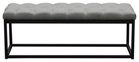 Mateo Black Powder Coat Metal Small Linen Tufted Bench - Grey By Diamond Sofa