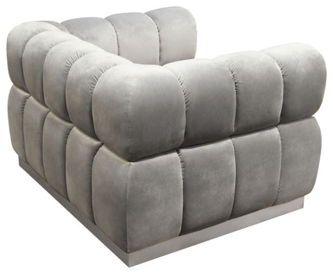 Image Low Profile Chair in Platinum Grey Velvet Brushed Silver Base By Diamond Sofa