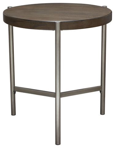 Diamond Sofa Atwood 22" Round End Table With Gray Oak Veneer Top By Diamond Sofa