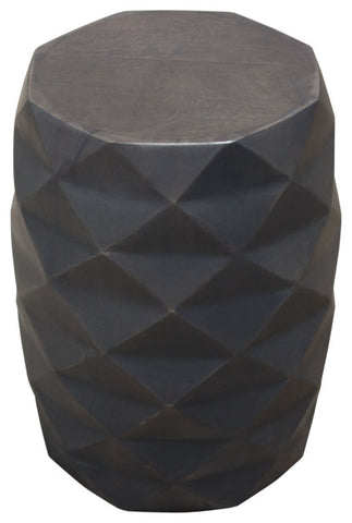 Fig Solid Mango Wood Accent Table, Gray Finish With Geometric Motif By Diamond Sofa