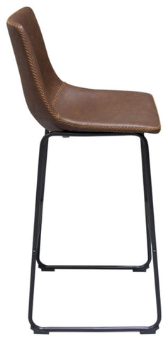Theo Set of (2) Bar Height Chairs in Chocolate Leatherette Black Metal Base By Diamond Sofa