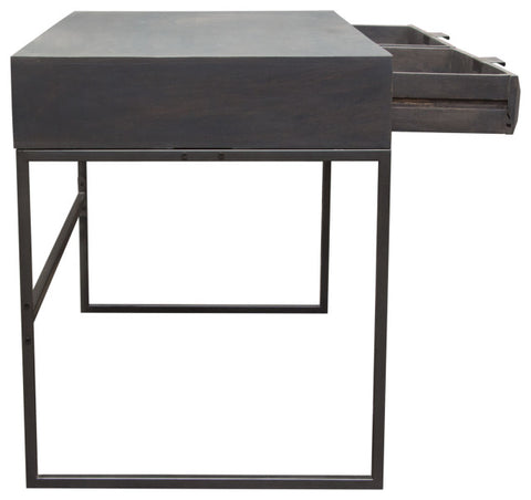 Spectrum 2-Drawer Solid Mango Wood Desk, Smoke Gray With Gun Metal Finished Legs By Diamond Sofa