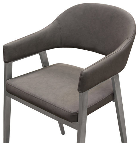 Set of Two Counter Height Chairs, Grey Leatherette With Brushed Steel Leg By Diamond Sofa