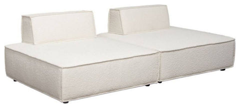 Cara 2-Piece Square Modular Lounger in Ivory Boucle Fabric By Diamond Sofa