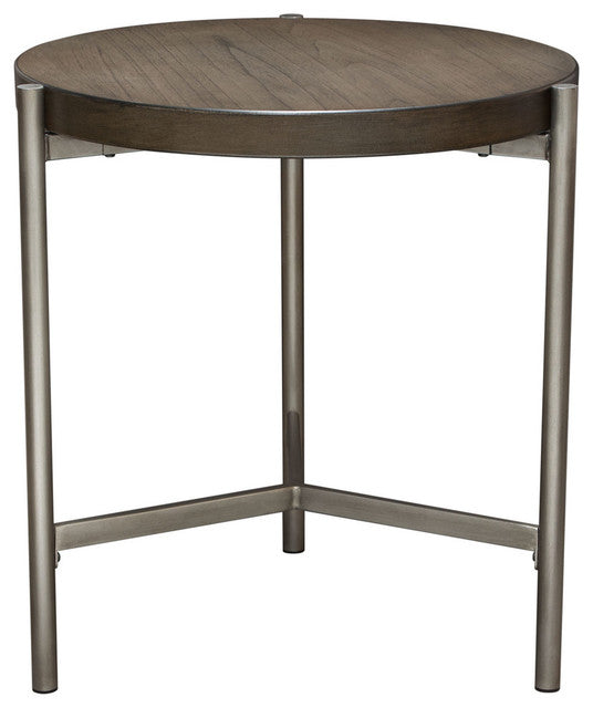 Diamond Sofa Atwood 22" Round End Table With Gray Oak Veneer Top By Diamond Sofa