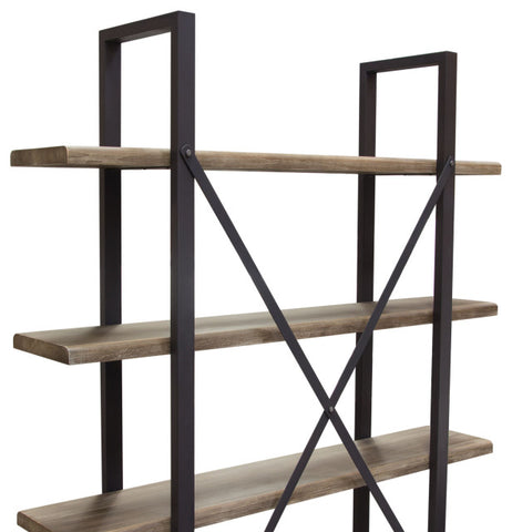Montana 73" 4-Tiered Shelf Unit in Rustic Oak Finish with Iron Frame By Diamond Sofa