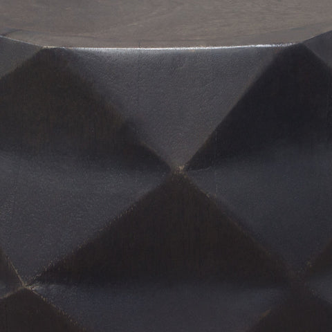 Fig Solid Mango Wood Accent Table in Grey Finish Geometric Motif By Diamond Sofa