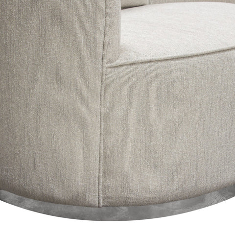 Raven Chair in Light Cream Fabric Brushed Silver Accent Trim By Diamond Sofa