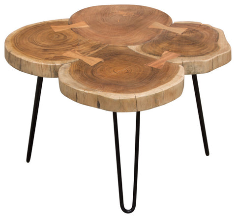 Natural One of a Kind Live Edge Square Cocktail Table w/ Black Hairpin Legs By Diamond Sofa