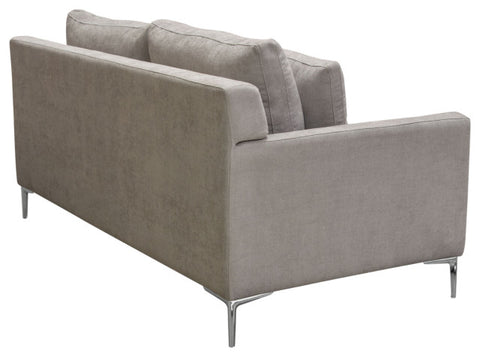 Loose Back Loveseat, Grey Polyester Fabric With Polished Silver Metal Leg By Diamond Sofa