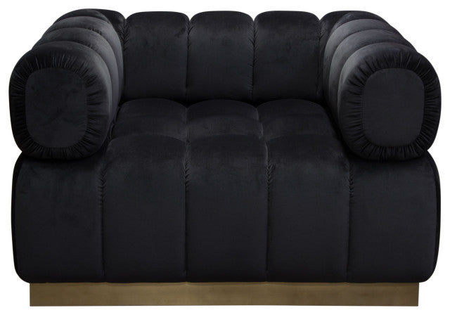 Image Low Profile Chair in Black Velvet Brushed Gold Base By Diamond Sofa