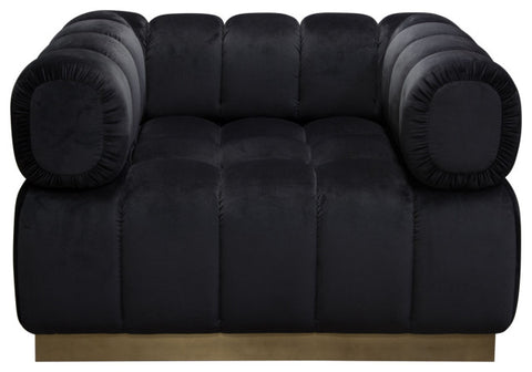 Image Low Profile Chair in Black Velvet Brushed Gold Base By Diamond Sofa