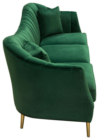 Ava Sofa, Emerald Green Velvet With Gold Leg By Diamond Sofa