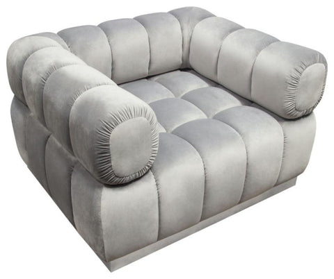 Image Low Profile Chair in Platinum Grey Velvet w/ Brushed Silver Base by By Diamond Sofa