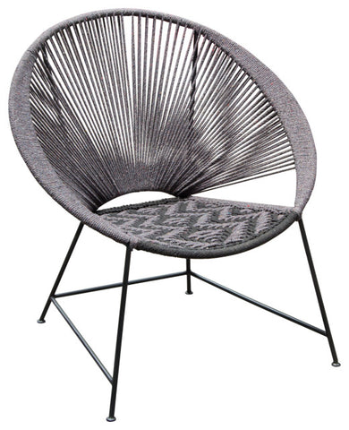 Pablo 2-Pack Accent Chairs in Black/Grey Rope w/ Black Metal Frame By Diamond Sofa