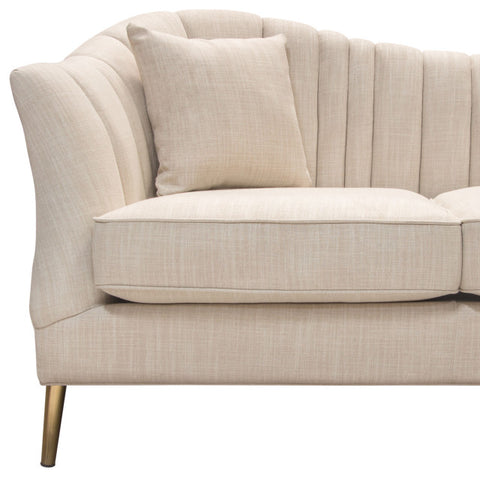 Ava Sofa in Sand Linen Fabric Gold Leg By Diamond Sofa