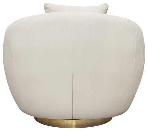 Celine Swivel Accent Chair, Light Cream Velvet With Brushed Gold Accent Band By Diamond Sofa